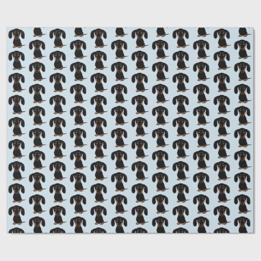 Cute Smooth Coated Black en Tan Dachshund Pattern Cadeaupapier (Vlak)