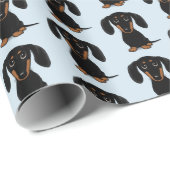 Cute Smooth Coated Black en Tan Dachshund Pattern Cadeaupapier (Rol Hoek)