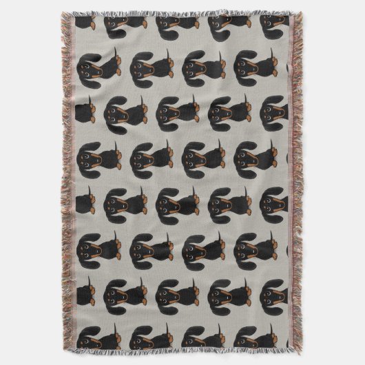 Cute Smooth Coated Black en Tan Dachshund Pattern Deken (Voorkant Verticaal)