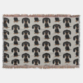 Cute Smooth Coated Black en Tan Dachshund Pattern Deken (Voorkant)
