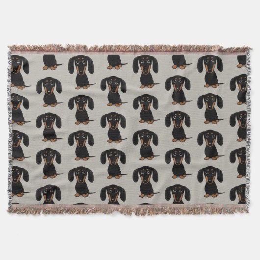 Cute Smooth Coated Black en Tan Dachshund Pattern Deken (Voorkant)