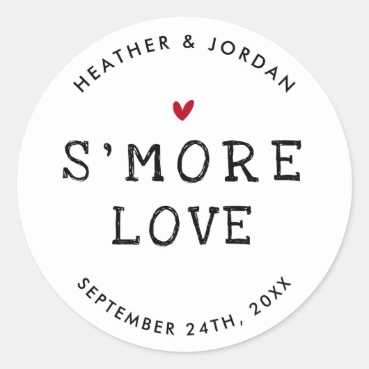 Cute S'more Love Wedding S'mores Favor Ronde Sticker (Voorkant)