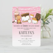 Cute S'mores Hot Cocoa Camping Bonfire Birthday  Kaart (Staand voorkant)