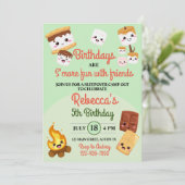 Cute S'mores kampeer verjaardagsfeestje Kaart (Staand voorkant)