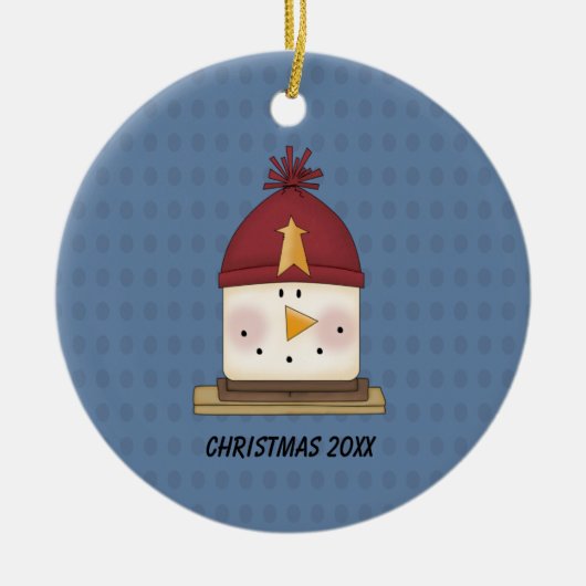 Cute S'mores Snowman-kerstversiering Keramisch Ornament (Voorkant)