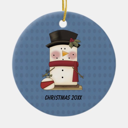 Cute S'mores Snowman-kerstversiering Keramisch Ornament (Voorkant)
