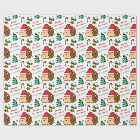 Cute Snail Christmas Tree Holidays Cadeaupapier (Vlak)