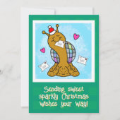 Cute Snail Disco Mail Christmas Feestdagenkaart (Voorkant)
