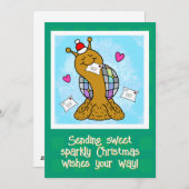 Cute Snail Disco Mail Christmas Feestdagenkaart (Voorkant / Achterkant)