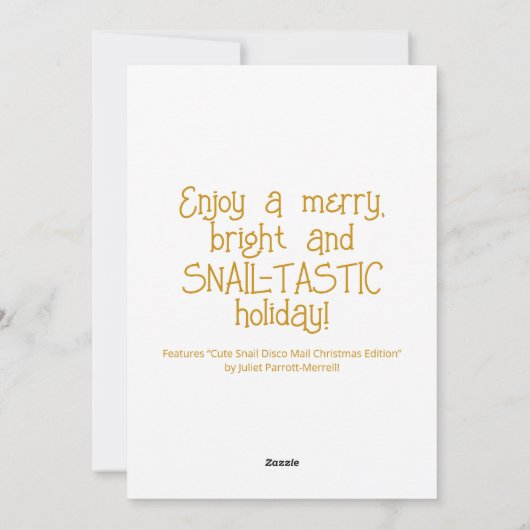 Cute Snail Disco Mail Christmas Feestdagenkaart (Achterkant)
