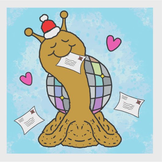 Cute Snail Disco Mail Christmas Vinyl Sticker (Voorkant)