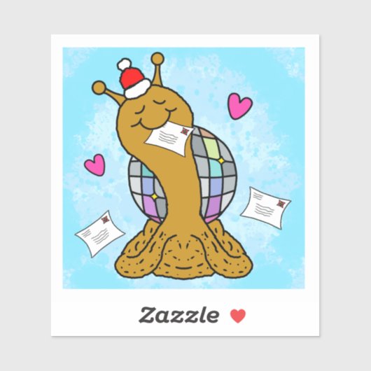 Cute Snail Disco Mail Christmas Vinyl Sticker (Vel)