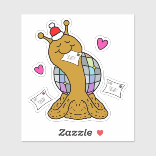 Cute Snail Disco Mail Christmas Vinyl Sticker (Vel)