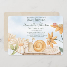 Cute Snail en Ladybug Garden Theme Baby shower Kaart