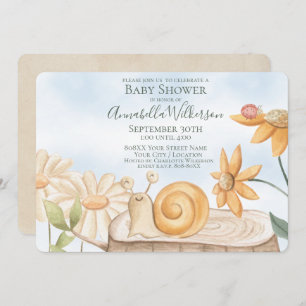 Cute Snail en Ladybug Garden Theme Baby shower Kaart