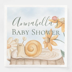 Cute Snail en Ladybug Garden Theme Baby shower Servet