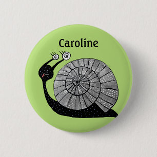 Cute Snail Green Kinder Name Ronde Button 5,7 Cm