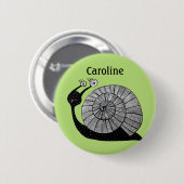 Cute Snail Green Kinder Name Ronde Button 5,7 Cm (Voorkant /achterkant)