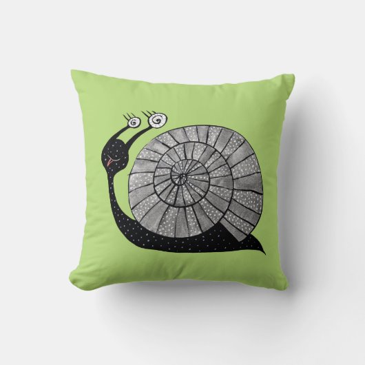 Cute Snail Green Kinderen Kussen (Voorkant)