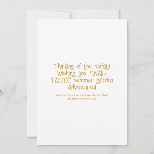 Cute Snail Summer Garden Chat Thinking Of You Kaart (Achterkant)