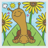 Cute Snail Summer Sunflower Garden Chat  Sticker (Voorkant)