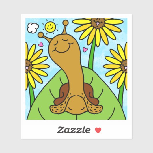 Cute Snail Summer Sunflower Garden Chat  Sticker (Vel)