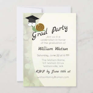 Cute Snail Thmed Graduparty Invitation Kaart