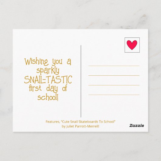 Cute Snail Watch Out Kindergarten Back To School Briefkaart (Achterkant)