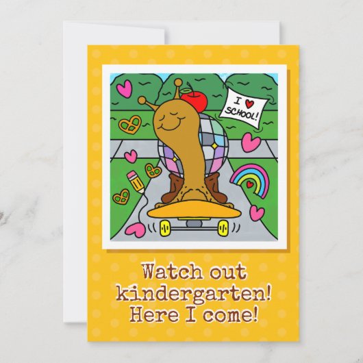 Cute Snail Watch Out Kindergarten Back To School Kaart (Voorkant)