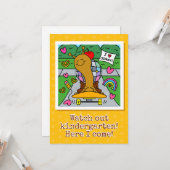 Cute Snail Watch Out Kindergarten Back To School Kaart (Voorkant / Achterkant in situ)