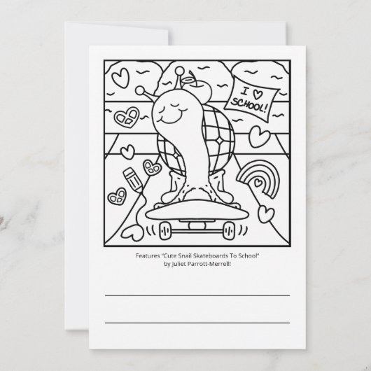 Cute Snail Watch Out Kindergarten Coloring Kaart (Achterkant)