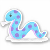 Cute Snake Cartoon in Blue Paars Spots Kawaii Sticker (Voorkant)