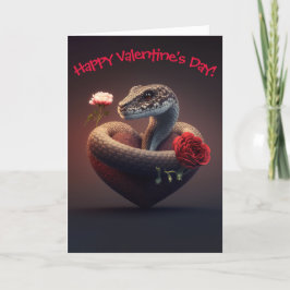 Cute Snake met Flowers voor Valentijnsdag Feestdagen Kaart