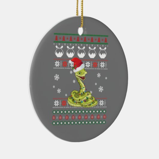 Cute Snake Ugly Sweater Kerstlight Pajama Keramisch Ornament (Rechts)