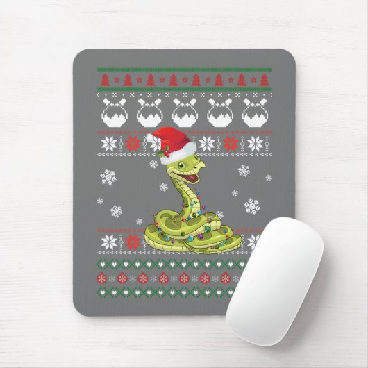 Cute Snake Ugly Sweater Kerstlight Pajama Muismat (Met muis)