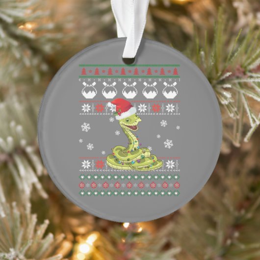 Cute Snake Ugly Sweater Kerstlight Pajama Ornament (Boom)