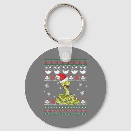 Cute Snake Ugly Sweater Kerstlight Pajama Sleutelhanger (Voorkant)