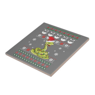 Cute Snake Ugly Sweater Kerstlight Pajama Tegeltje