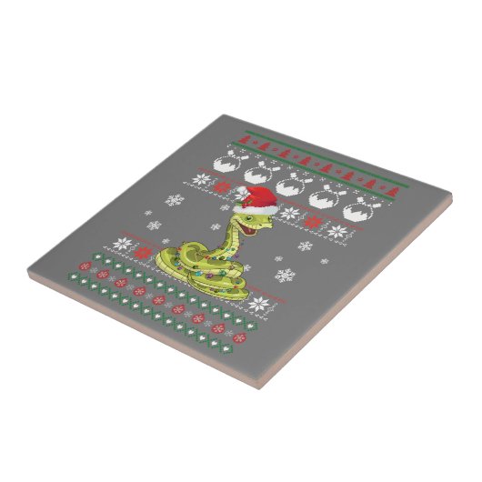 Cute Snake Ugly Sweater Kerstlight Pajama Tegeltje (Zijkant)