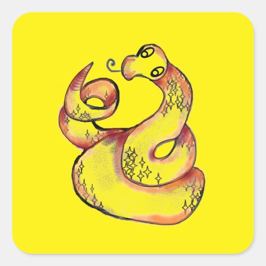 Cute snake vierkante sticker (Voorkant)