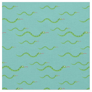 Cute Snakes Kind Baby Nursery Blauwgroen Reptielen Stof