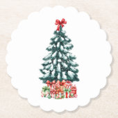 Cute Sneeuw Kerstboom Kartonnen Onderzetters (Voorkant)