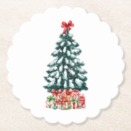 Cute Sneeuw Kerstboom Kartonnen Onderzetters
