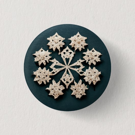 Cute sneeuwflake-knop. ronde button 3,2 cm (Voorkant)