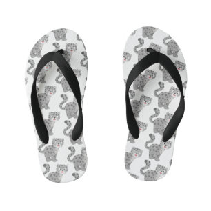 Cute sneeuwluipaard cartoon illustratie kinder teenslippers