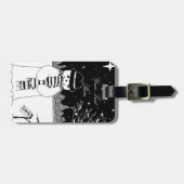 Cute sneeuwman glimlacht op kerst in de sneeuw bagagelabel (Voorkant horizontaal)