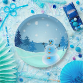 Cute sneeuwman illustratie papieren bordje (Feest)