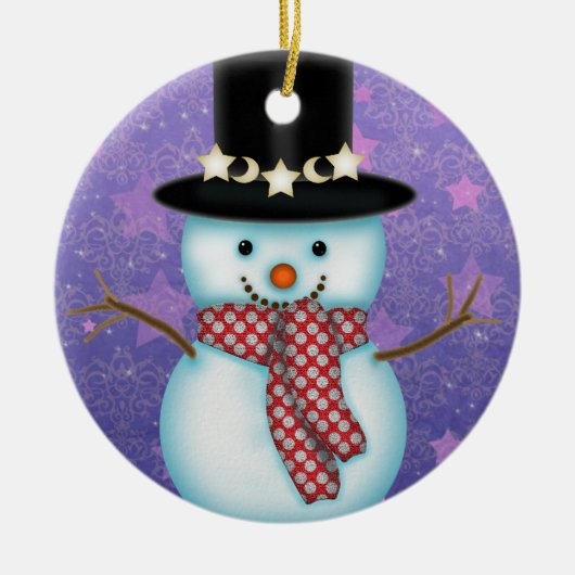 Cute Sneeuwman Kerst Ornament (Voorkant)