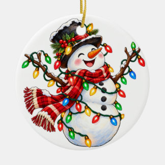 Cute Sneeuwman Kerstverlichting Ornament