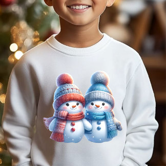 Cute Sneeuwman Koppel Winter Illustratie T-Shirt